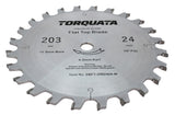 Torquata 203mm 16mm Bore 4mm Kerf Circular Saw Blade detail showing flat-top ground carbide teeth