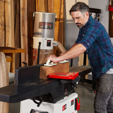 JET Tools 8in Jointer Black Edition with Cabinet Stand Helical Cutterhead