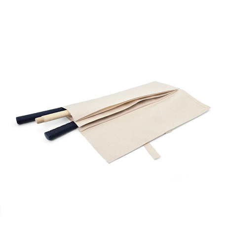 Canvas saw roll with 5 compartments by Gyokucho, ideal for storing Japanese saws, Australian woodworking tool store