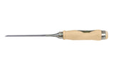 Kirschen Two Cherries 14mm Firmer chisel side view with a wooden handle on a white background