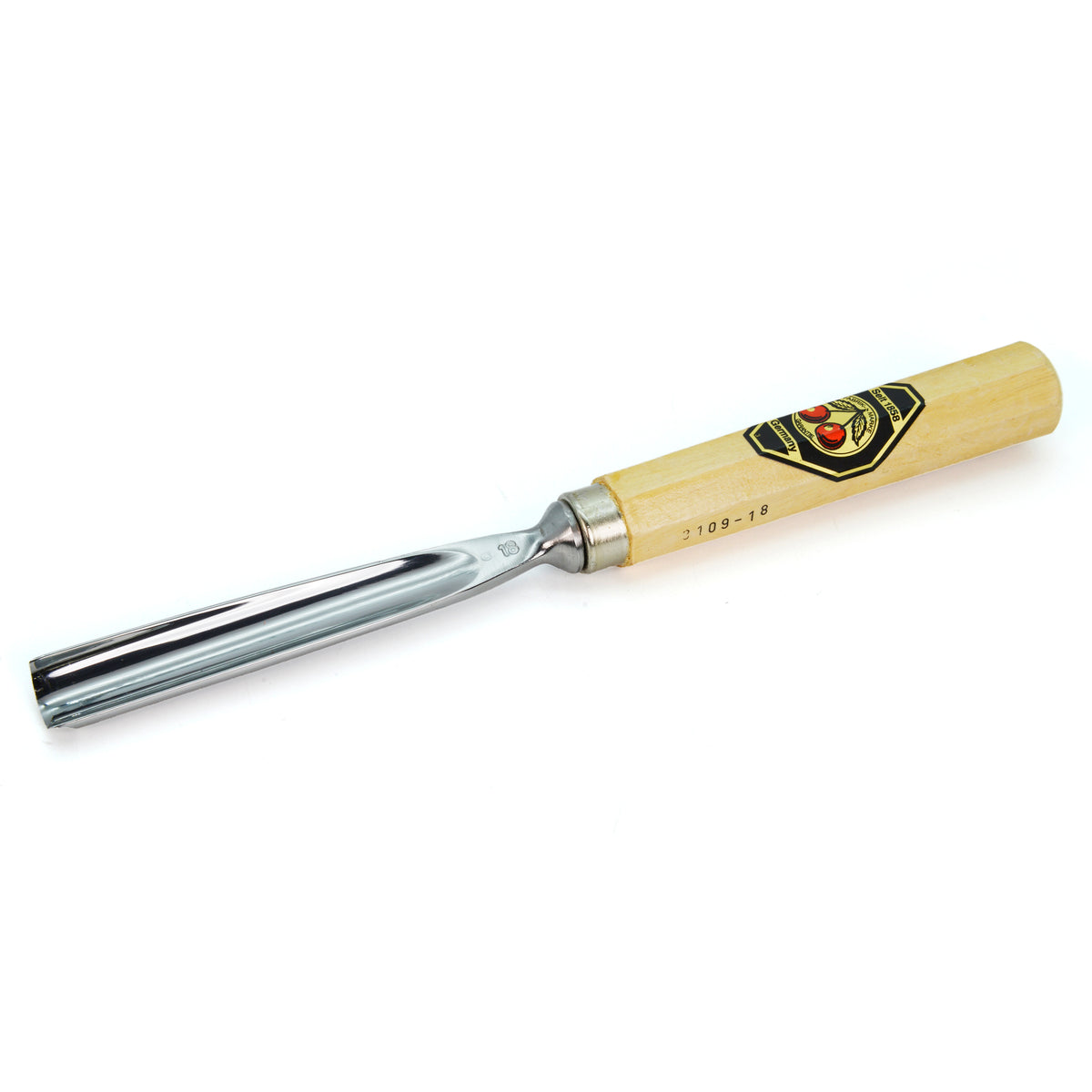 Kirschen Two Cherries Carving Tool Long #9 Gouge 18mm front