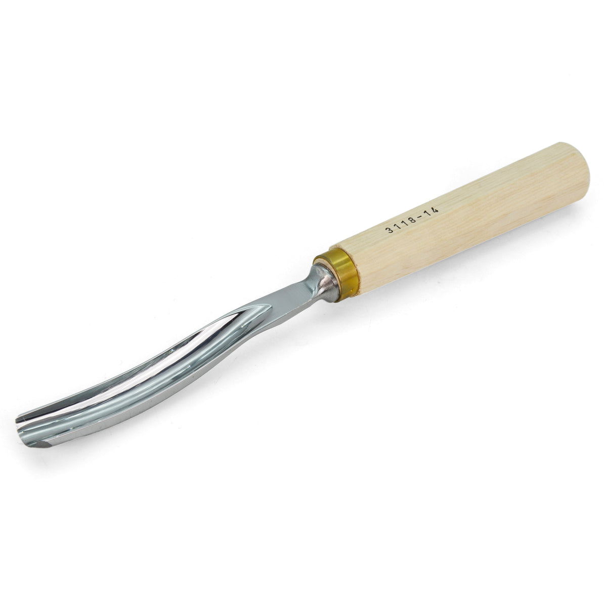 Kirschen Two Cherries Carving Tool Long Blade #9 Long Bent Gouge 14mm front