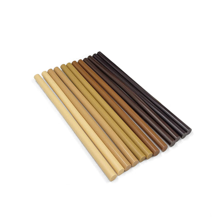 Power Adhesives Knottec Wood Knot Filler Glue Sticks 12mm Mixed Pack of 12 - close-up view of adhesive sticks in mixed pack