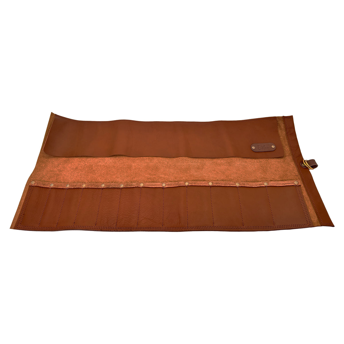 En Mina 12 Pocket Leather Chisel Roll Tan