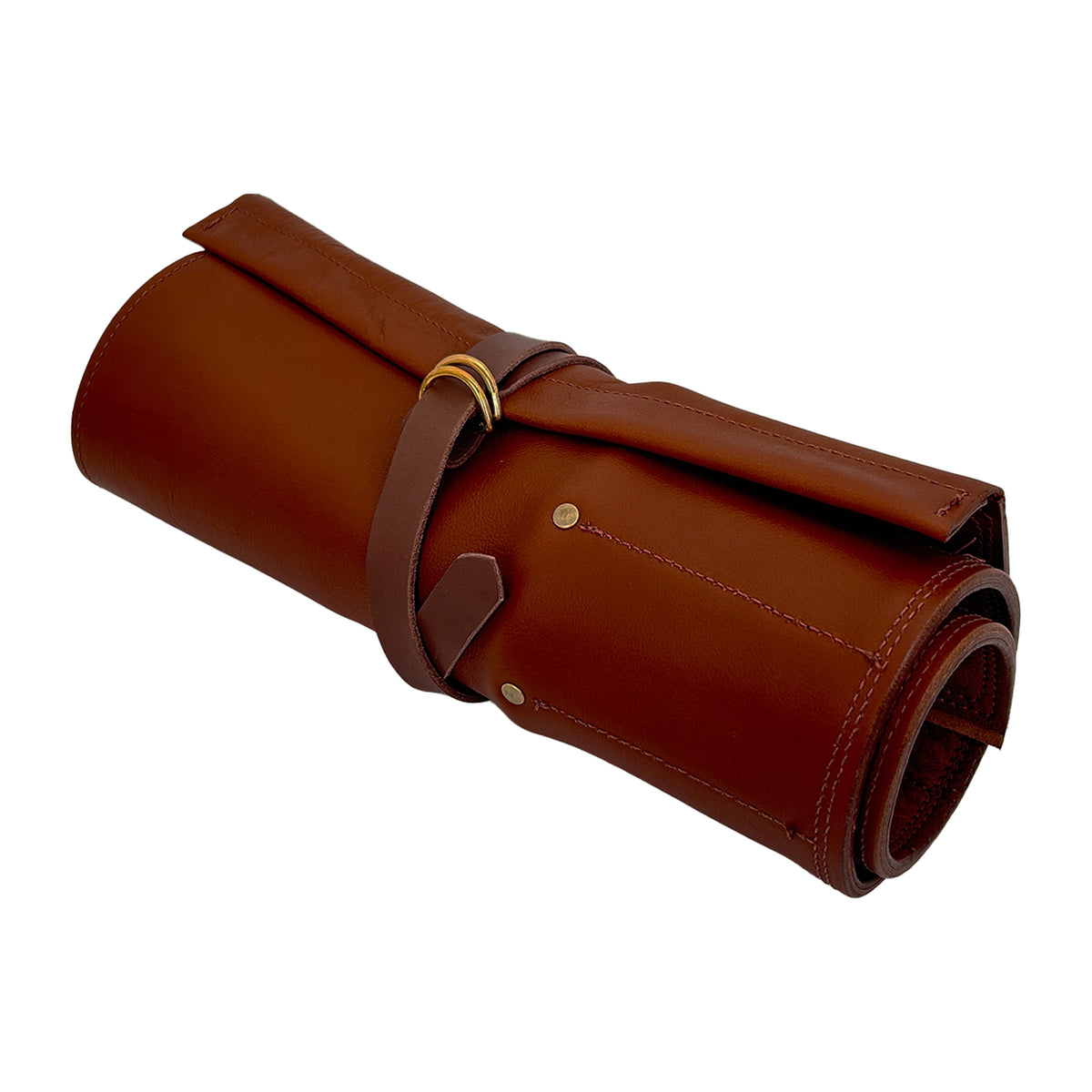 En Mina 12 Pocket Leather Chisel Roll Tan