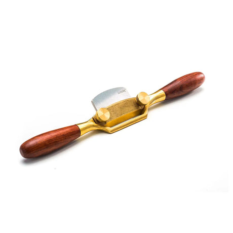 Luban Flat Sole Spokeshave with Bronze Body and Wooden Handles, showcasing exquisite craftsmanship in Australian woodworking tools store
