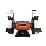 Sherwood 8in Slow Speed Bench Grinder 1400RPM 1/2HP Motor, angled view showing durable construction and heat-reducing design