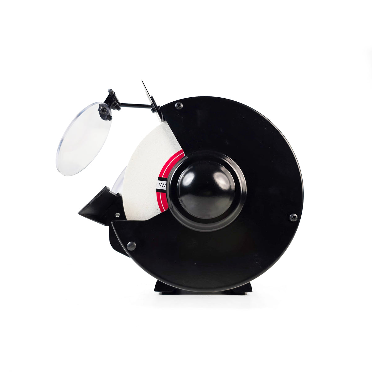 Sherwood 8in Slow Speed Bench Grinder 1400RPM 1/2HP Motor, angled view showing precise tool sharpening capabilities