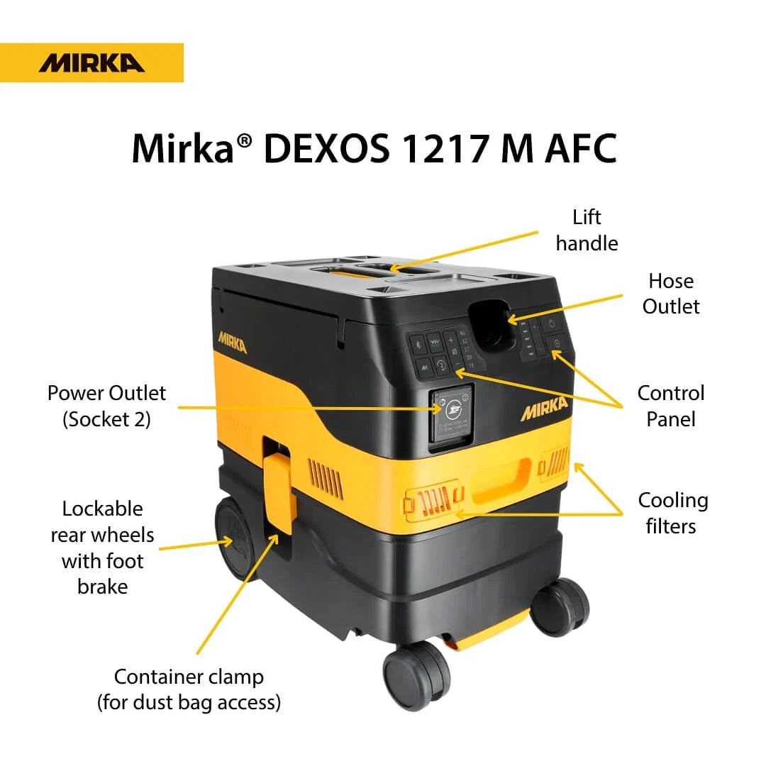 Mirka DEXOS 1217 M Class AFC Dust Extractor with 4m Hose