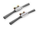 Melbourne Tool Company Set of Two Flat & Round Sole Spokeshaves in use on wooden surface