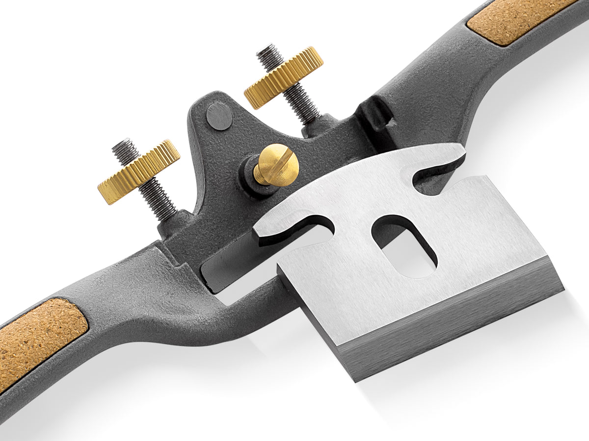 Melbourne Tool Company Set of Two Flat & Round Sole Spokeshaves in use on wood
