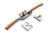 Melbourne Tool Company Round Sole Spokeshave HSS Blade, angled view ergonomic handles woodworking tool Australia