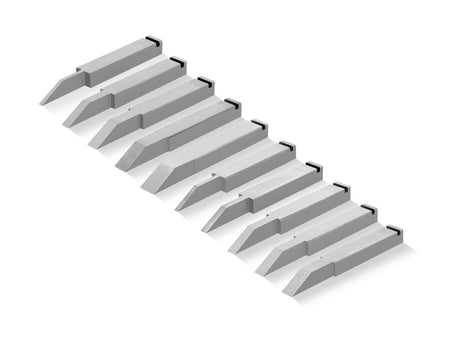 Melbourne Tool Company Set of 10 Metric & Imperial Blades for Large Router Hand Plane - Close-up view of blade assortment