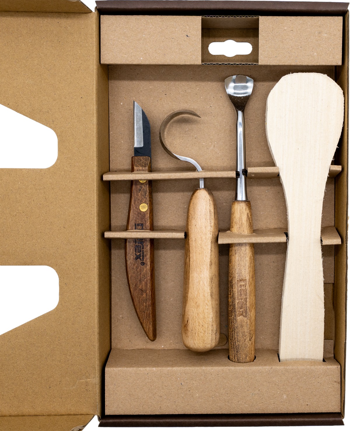 Narex Set of 4 Spoon Carving Tools Plus Spoon Blank