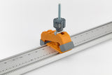 BORA NGX Track Clamp Pair in use with saw guide, providing precise angle cutting capabilities