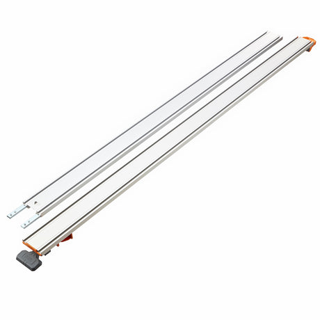 BORA NGX Clamp Edge Saw Guide 2500mm 100in in use for precise sheet material cutting