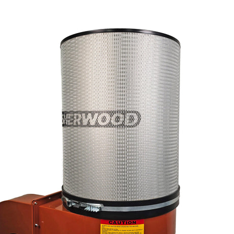 Sherwood 2HP Dust Extractor with HEPA Pleated Filter Cartridge, powerful woodworking dust collection solution