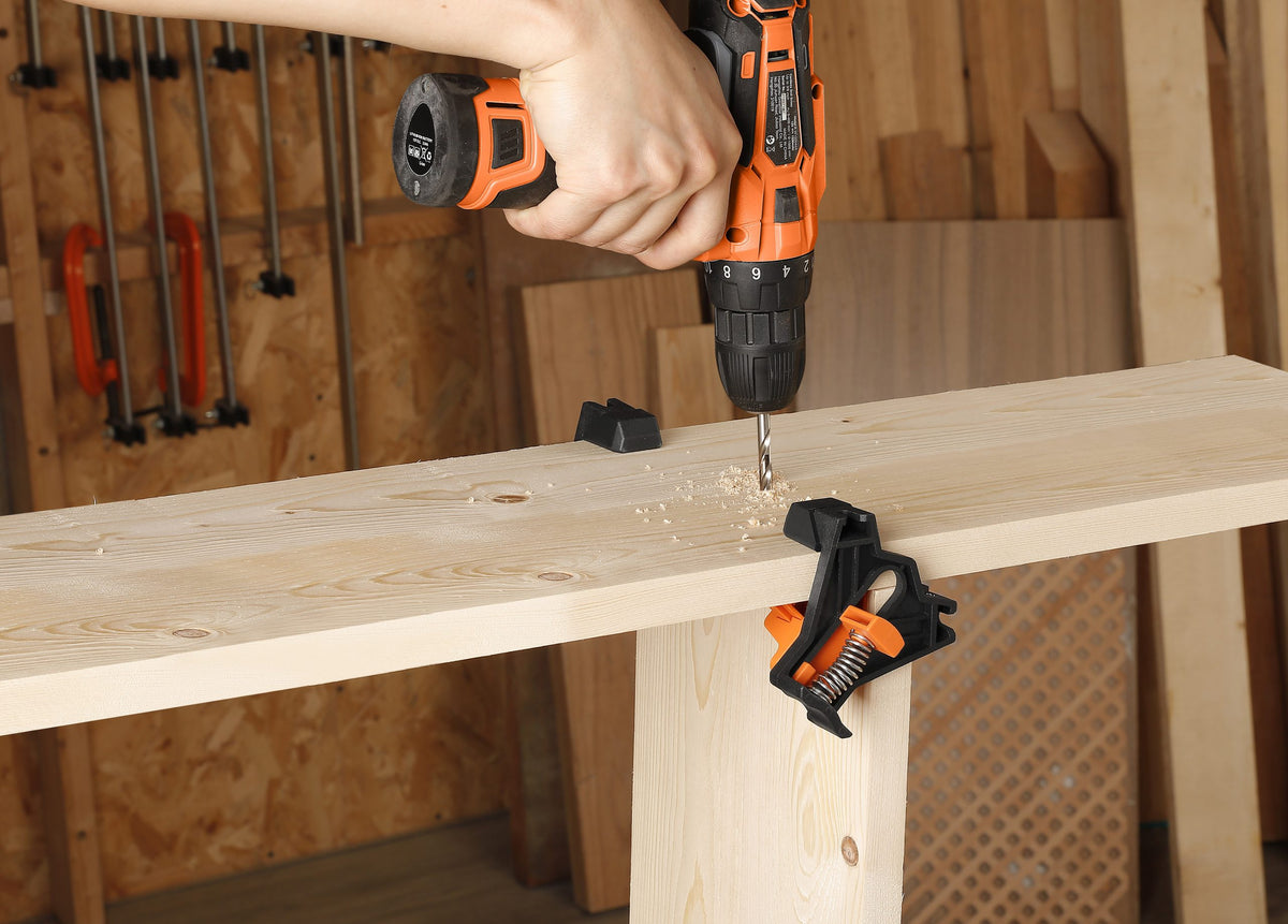 Pony Jorgensen Set of 4 Quick-Release Corner Clamps, angled view showing durable polyamide construction