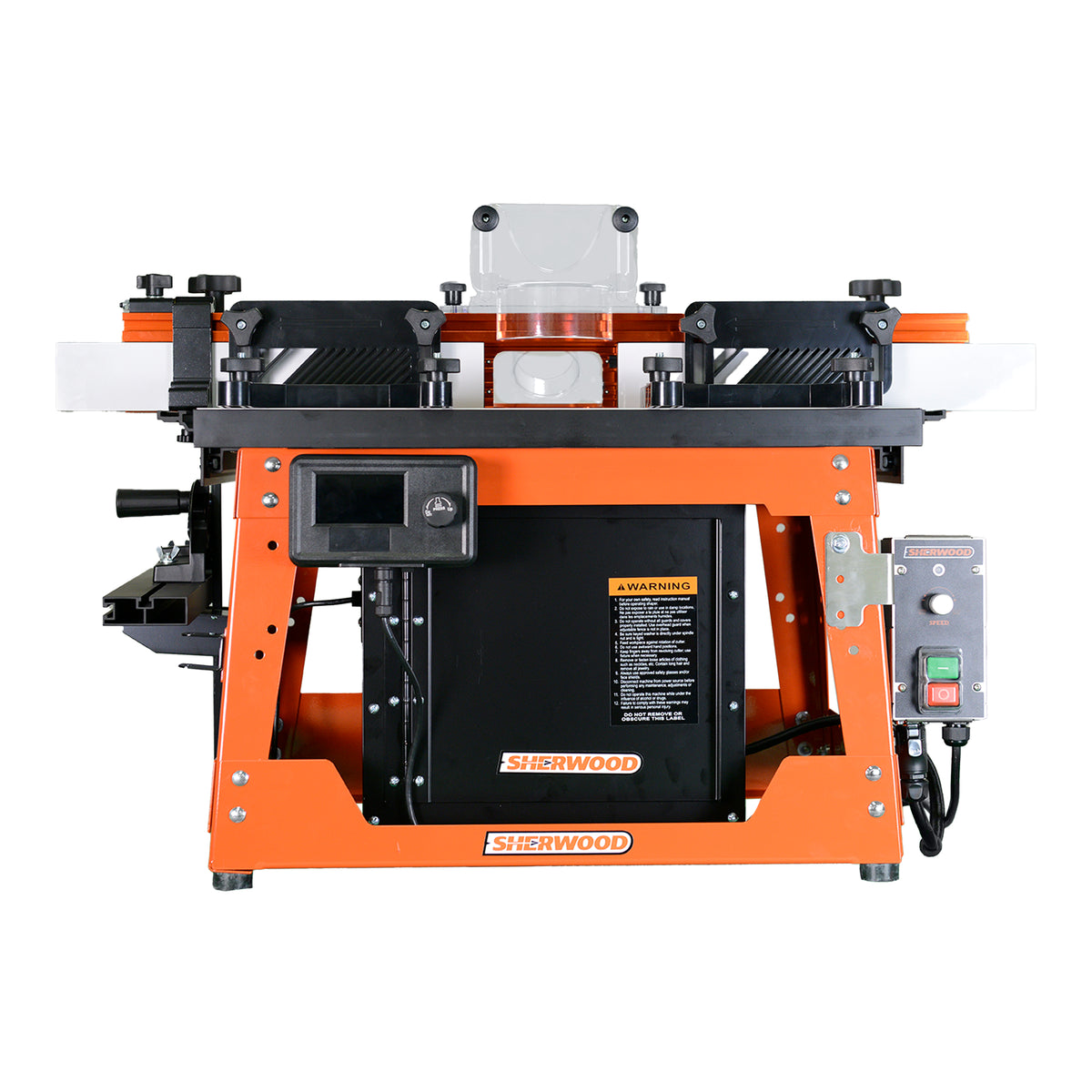 Sherwood Deluxe Benchtop Router Table MDF/Phenolic Top with Motorised DRO Router Lift & 1800W Round Body Motor