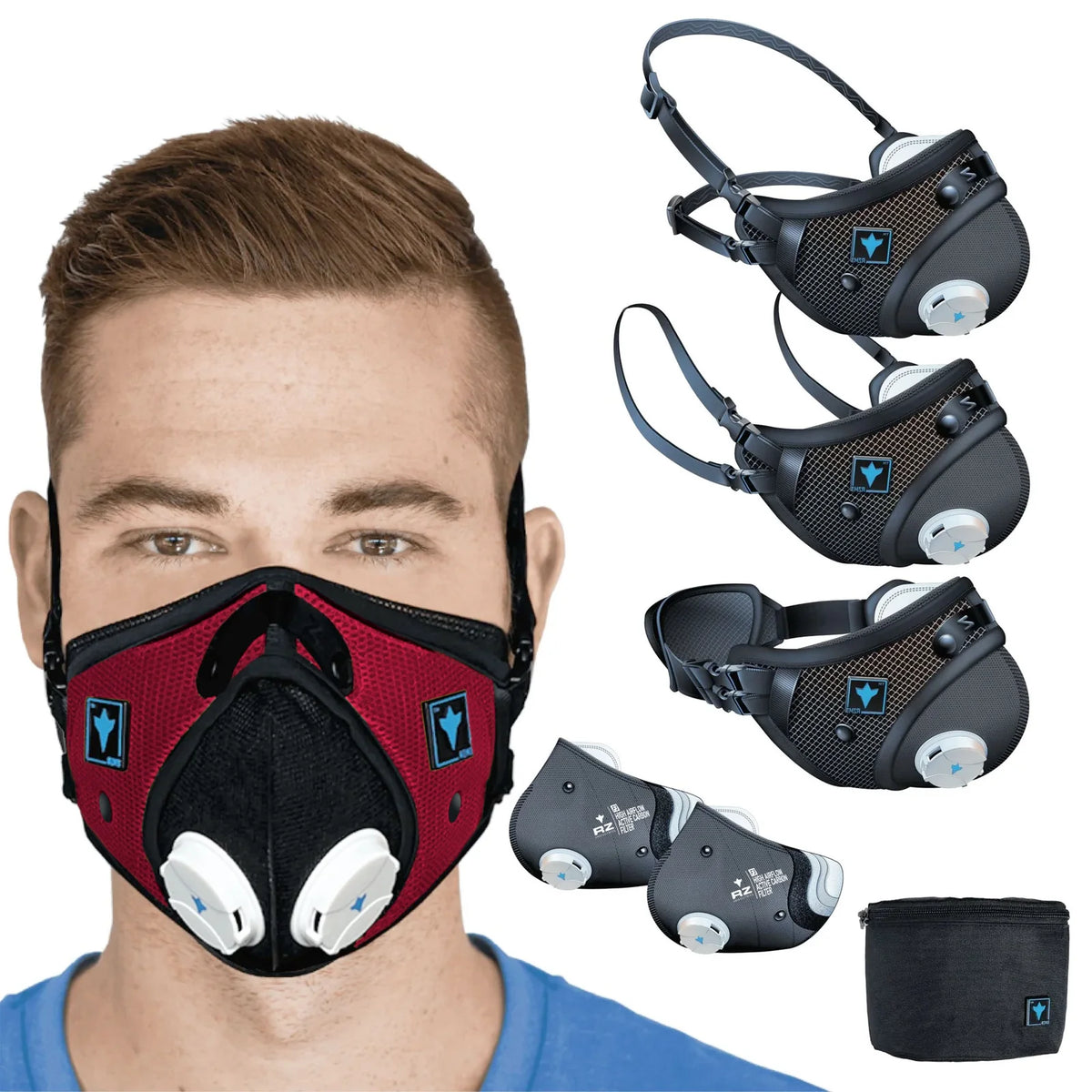 RZMask M3 Dust Face Mask Breathable Mesh Mixed Colours - Medium/Large/XL