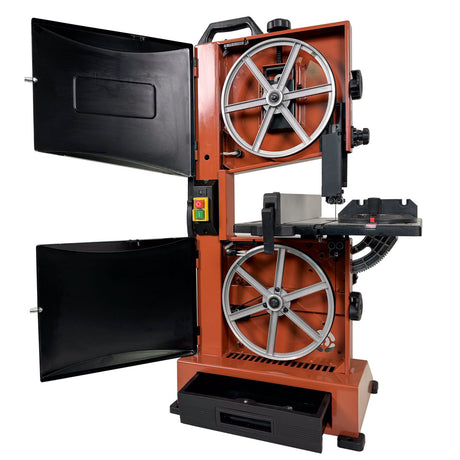 Sherwood 9in Benchtop Bandsaw 300W side view showing compact design and key features