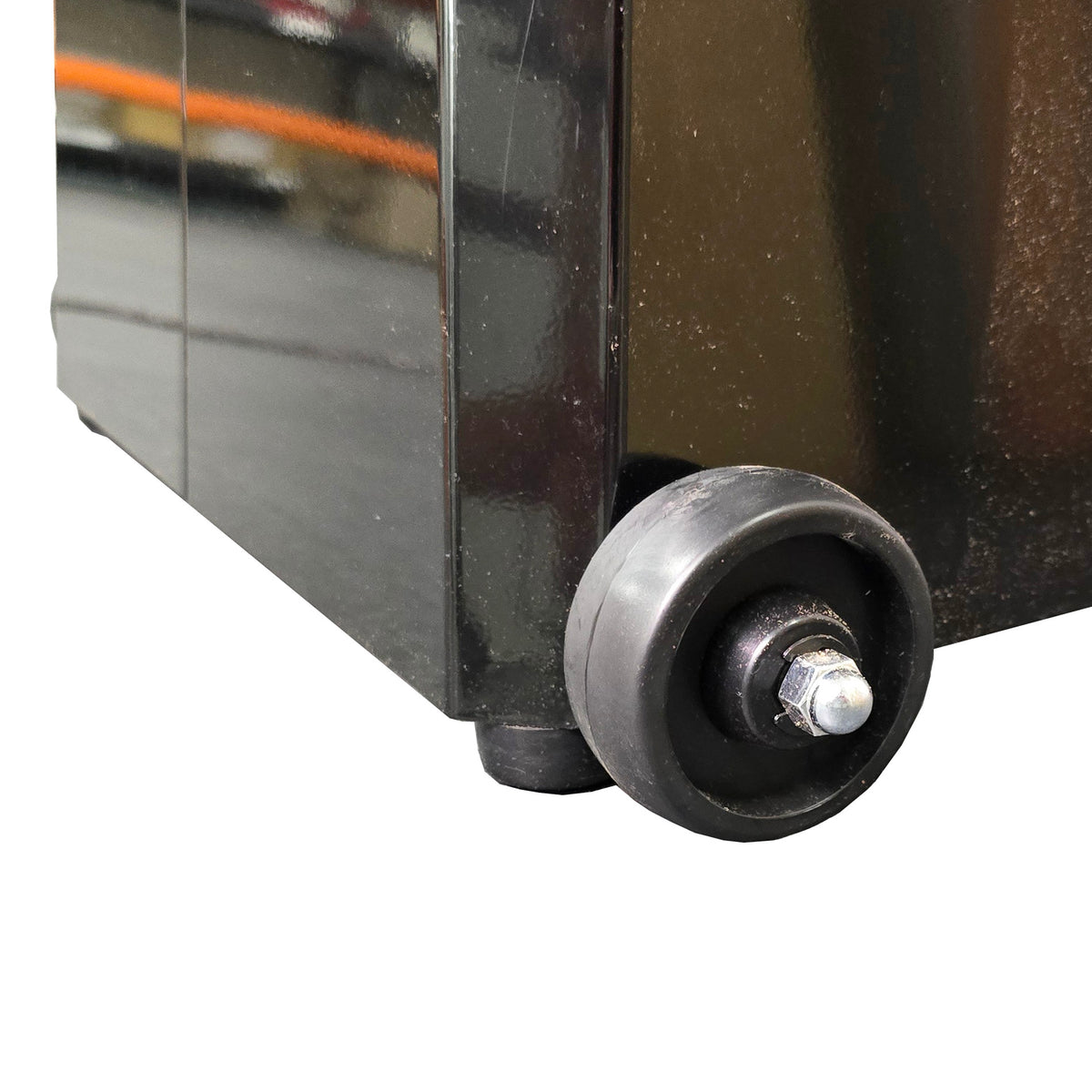 Sherwood Mobility Wheel Kit attached to 10in 750W Bandsaw - Side view of bandsaw with wheel kit installed