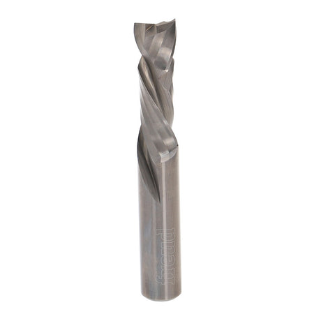 Freud Industrial Twin-Flute Spiral Compression CNC Router Bit - 12.7 x 38.1mm - 1/2in Shank - Solid Carbide - Close-up View