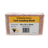 Australian made cork sanding block with bevelled top edge for efficient sanding on flat surfaces. Compatible with sheets, strips, and rolls