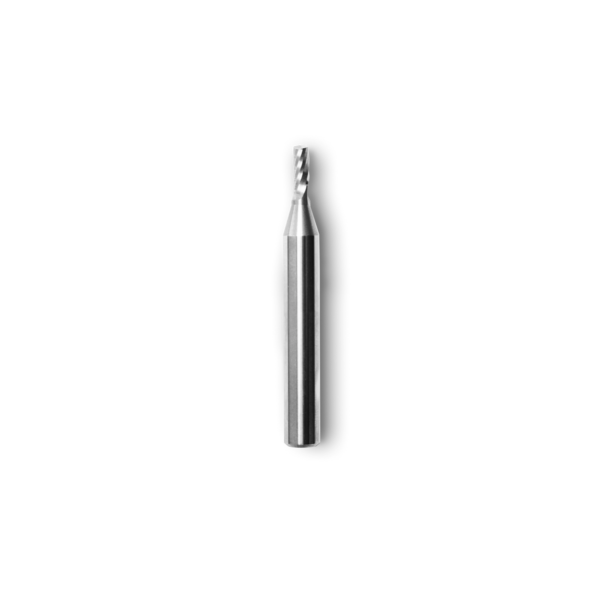 1/8in polished O-flute CNC router bit, ideal for acrylics & metals. Shorter profile for durability