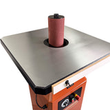 Sherwood Pedestal Oscillating Spindle Sander 750W Cabinet Stand in action, delivering precise curves and contours with ease