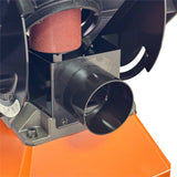 Sherwood Pedestal Oscillating Spindle Sander 750W Cabinet Stand in action, showcasing precise curved woodworking capabilities