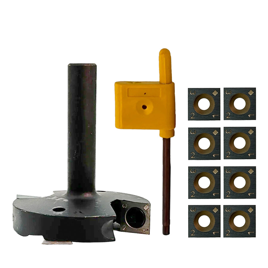 Torquata 2+2 Flute Surface Planing Carbide Insert Router Bit 63.5mm Diameter & Replacement Cutters 1/2in Shank