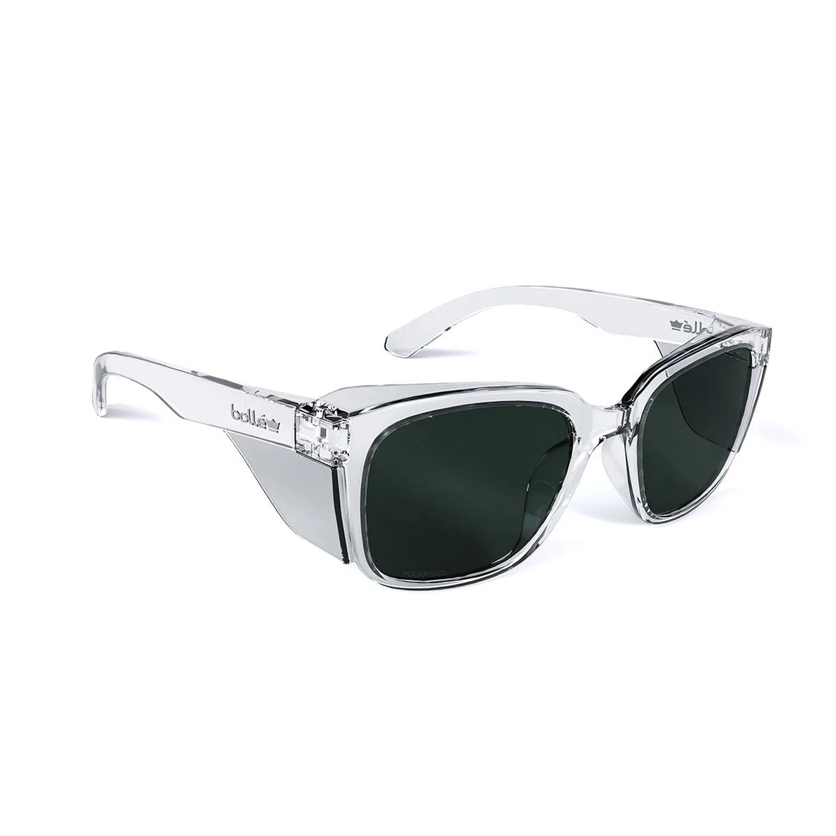Bollé Safety STKS 410 polarised safety glasses with clear frame, eco-friendly design