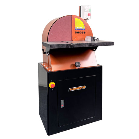 Sherwood 20in Disc Sander with Cabinet Stand in action in a workshop