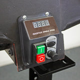 Control panel with digital display and buttons on a machine lathe