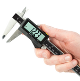 Shaper Tools Connected Caliper 200mm Bluetooth in use, sending precise measurements effortlessly