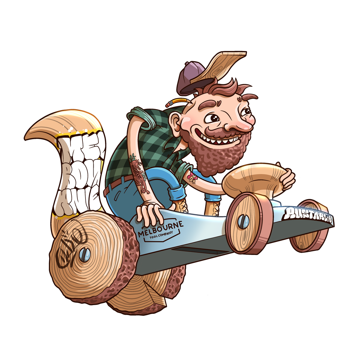 Melbourne Tool Company Stickers Set of 2 by Olivier Potvin, featuring ute, toolbox, and esky-ready designs