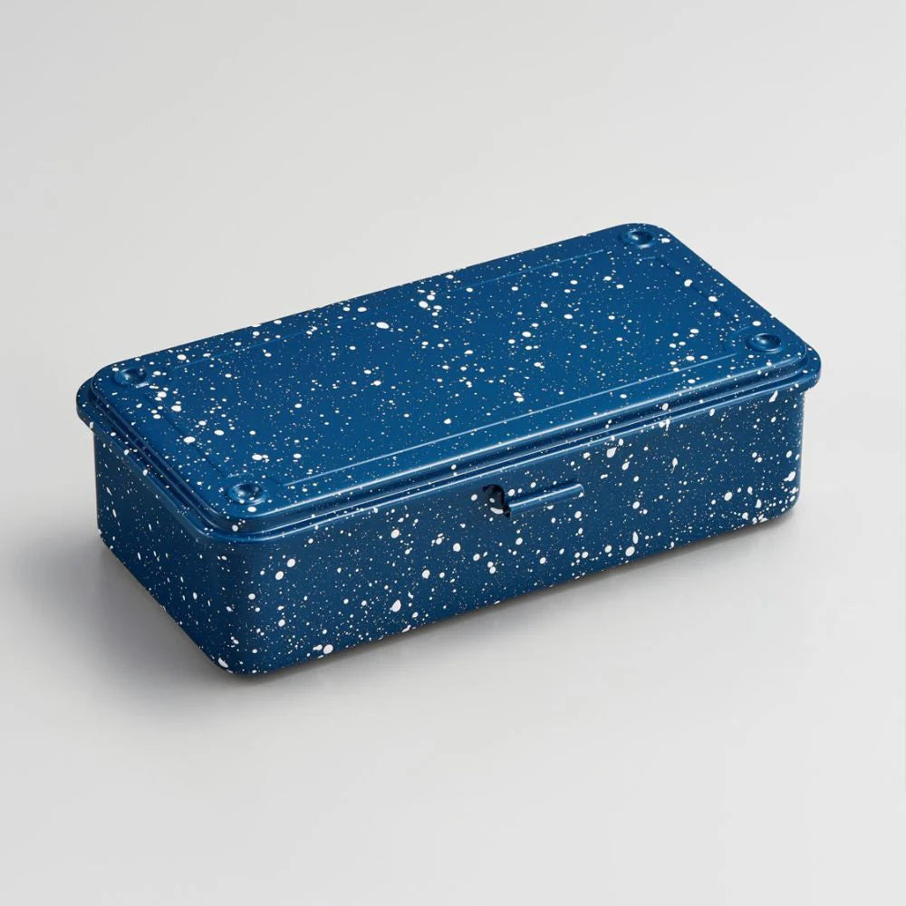 Toyo Trunk Shape Toolbox 19cm in natural wood finish, showcasing intricate dovetail joints