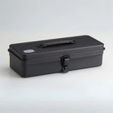 Toyo Trunk Shape Toolbox 32cm in black, displaying top view with metal latches and handle