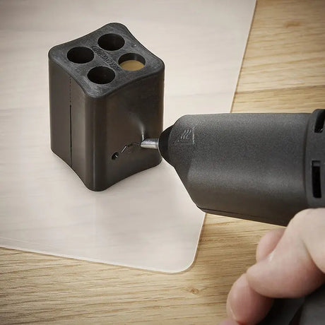 Power Adhesives Knottec Glue Saver for 12mm hot glue sticks, made of silicone, reshapes waste hot melt into usable sticks