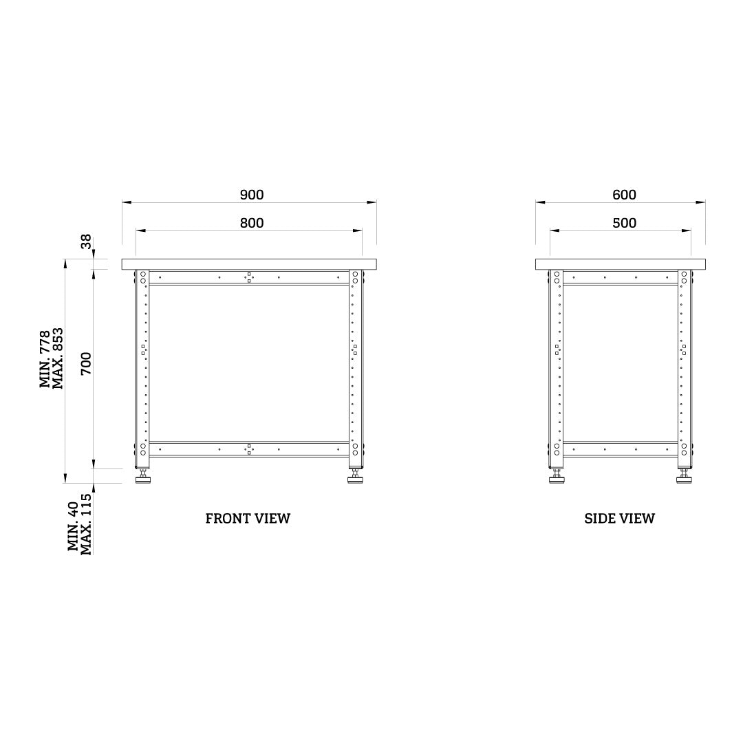 Torquata Workbench System 900 x 600 Workbench Kit with Plain Top