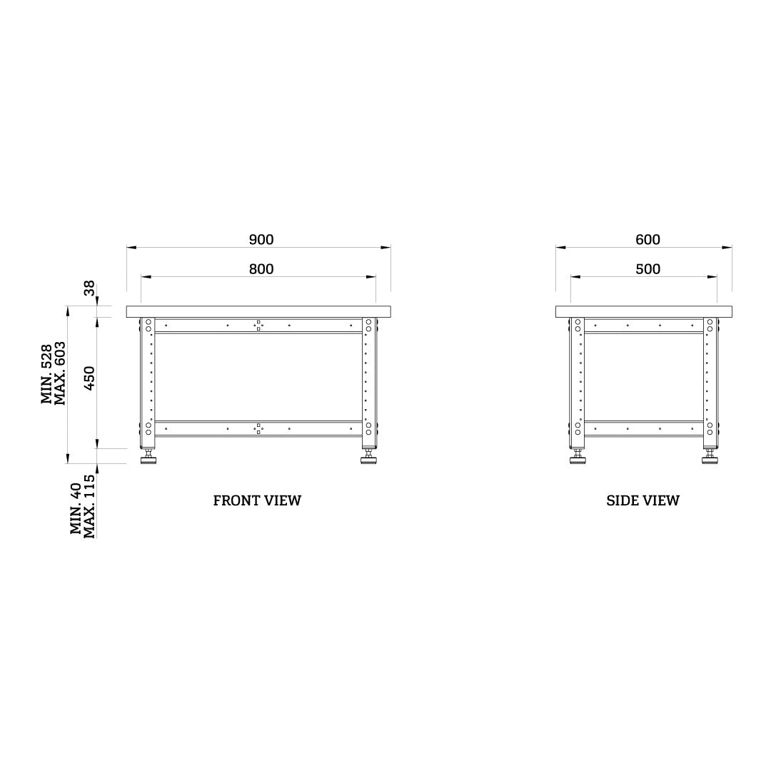 Torquata Workbench System 800 x 500 x 450 H Assembly & Machine Stand Only