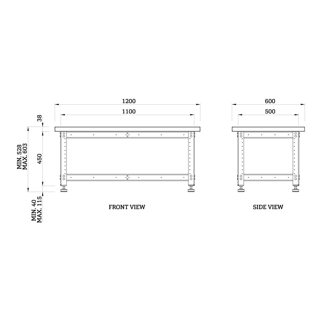 Torquata Workbench System 1200 x 600 x 450 H Plain Top Assembly & Machine Stand