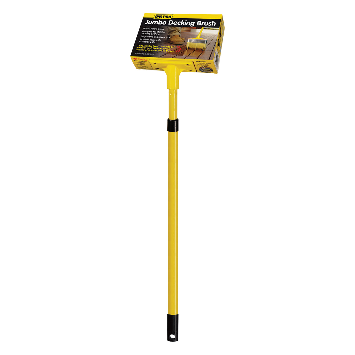UniPro Jumbo Decking Brush applying oil between deck boards