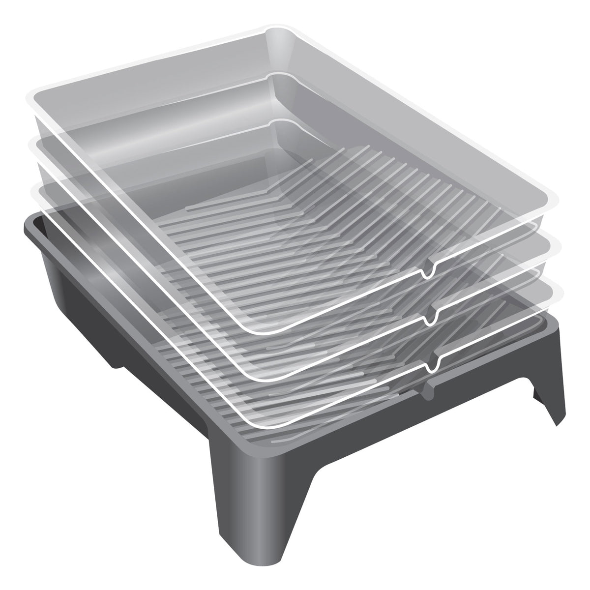 UniPro Disposable Roller Tray Liners 230mm Pack of 3 in use with Heavy Duty Paint Tray