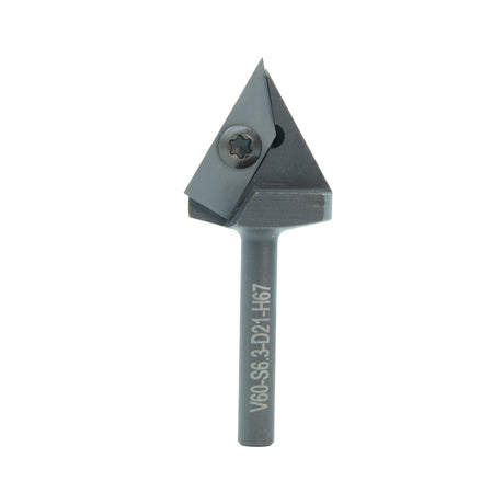 Torquata 60 Degree Carbide Insert V-Groove Router Bit & Replacement Cutters 1/4in Shank