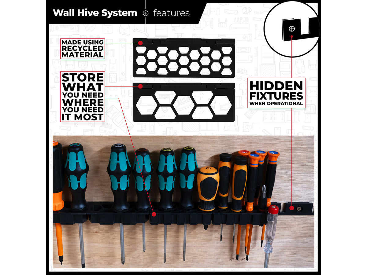 StealthMounts Wall Hive System Screwdriver Rack Pack of 4 Black