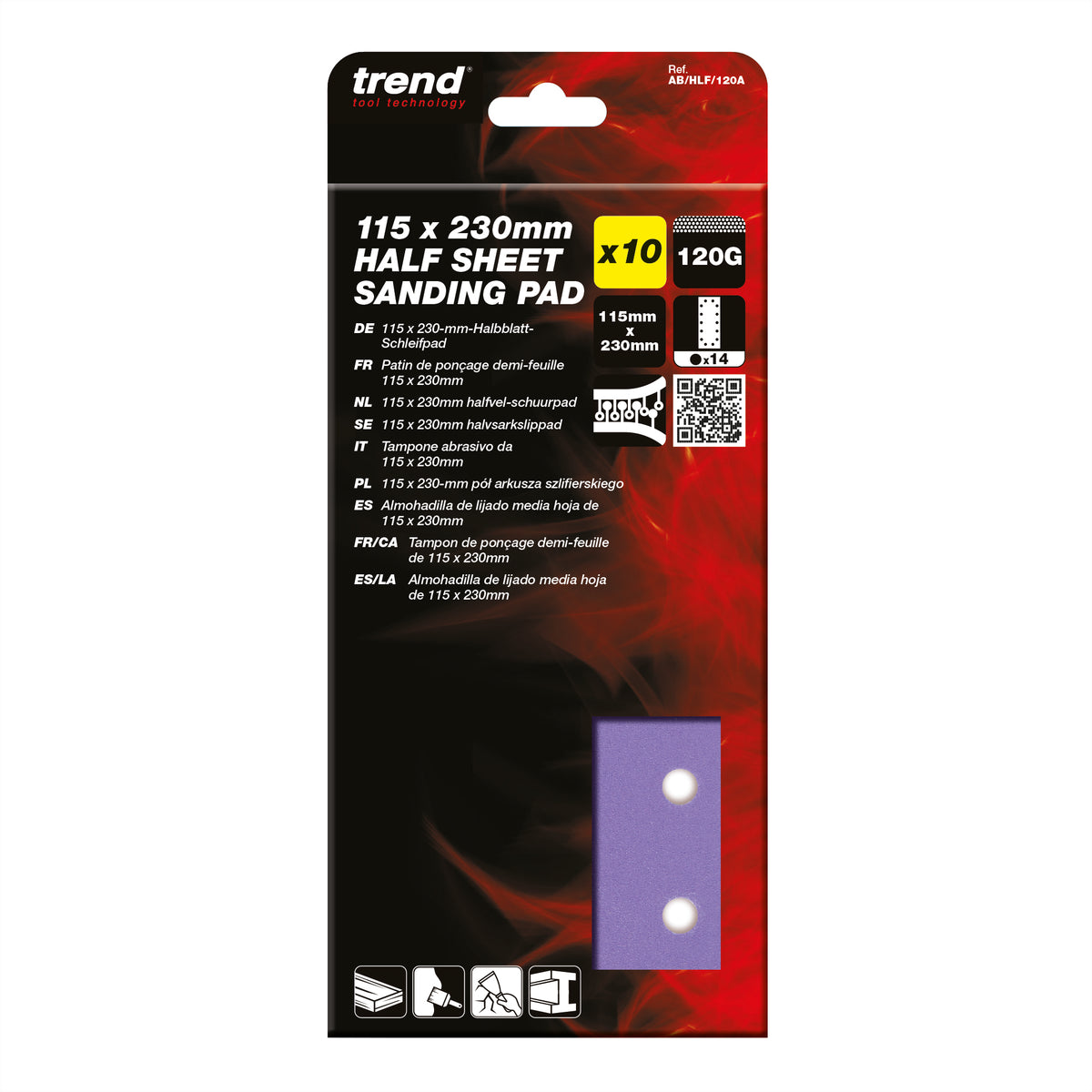 Trend Half Sheet Sanding Pads 115 x 230mm Pack of 10