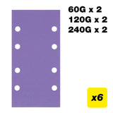 Trend Third Sheet Sanding Pads 93 x 185mm 60G/120G/240G Pack of 6