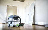 Festool CTM MIDI-I 15L M Class Dust Extractor in use with smooth suction hose and tool storage area